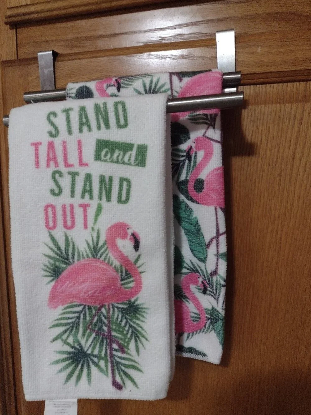 A Pair of Two Pink Flamingo Tropical Summer-Themed Kitchen Towels 15
